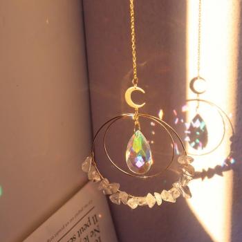 Moon and Star Crystal Wind Chime