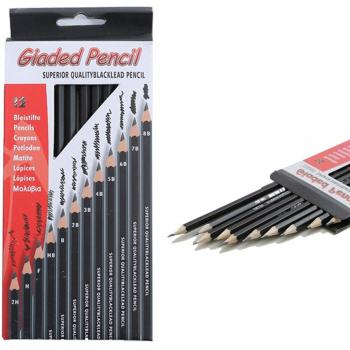 Kit de fournitures de dessin 12 pièces 2H-8B