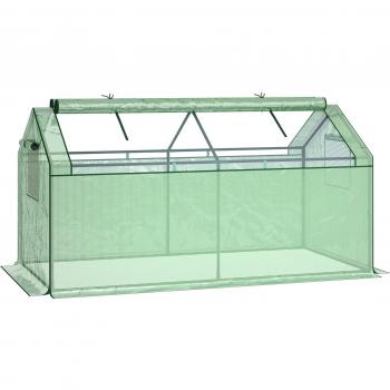 Invernadero Caseta de Jardín 180x92x92 cm con Ventanas Enrollables Doble Capa Verde