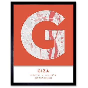 Egyptian Capital Map Wall Art Print