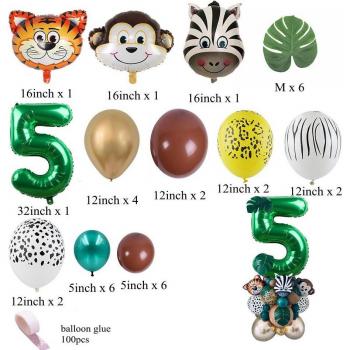 35pcs Green Jungle Safari Party Balloon Set