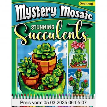 Mystery Mosaics Color by Number Stunning Succulents: 50 Mesmerizing Pixel Art Florarium Plants Tropical Cactus For Relaxation & Inspiration