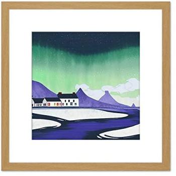Artery8 Northern Lights: Winter Village Square – Wooden Frame, Light Oak