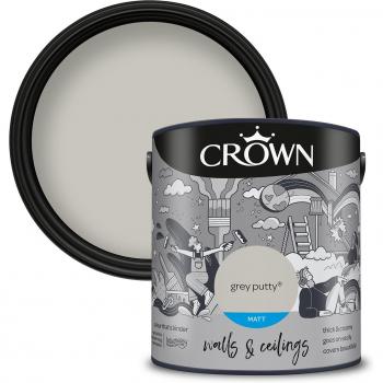 Crown Grey Putty Wall and Ceiling Paint - 2.5L
