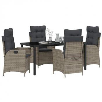Set di Arredo Giardino 5 Pcs Grigio Rattan Polimerico – VidaXL