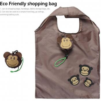 Eco-Friendly Folding Shopping Bag with Cartoon Monkey Design