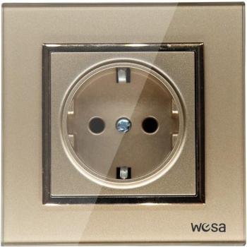 Single EU Wall Socket with Grey Tempered Glass Frame 5V 2A