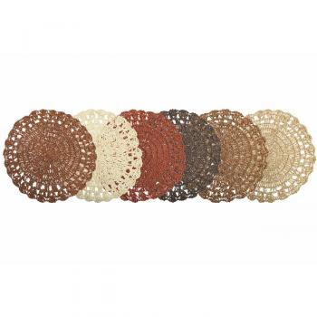 Set di 6 tovagliette tonde in carta 38 cm Uncinetto Chocolate
