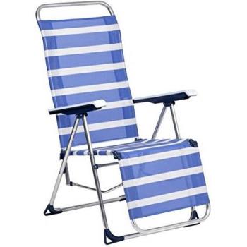 Tumbona de Aluminio Rayas Azules y Blancas
