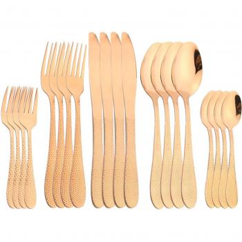 Set de Cubiertos Oro Inoxidable 20 Unidades