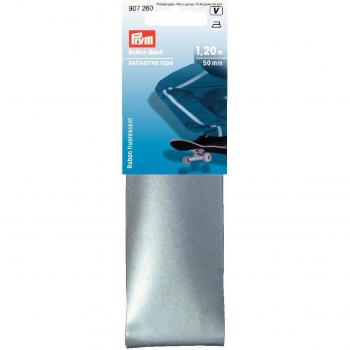 Prym Iron-on Reflective Tape, 50 mm, Silver, 1.2 m