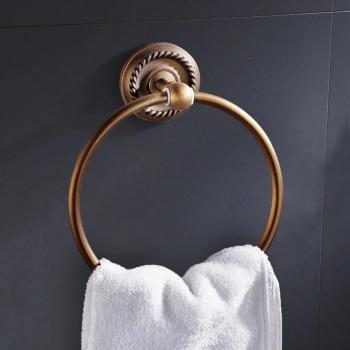 Round Antique Brass Towel Ring Bathroom Holder