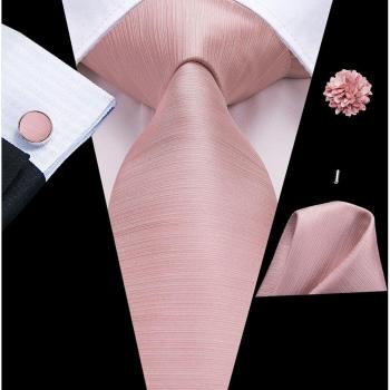 Hi-Tie Solid Rose Gold Silk Necktie Set