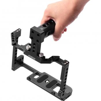 Andoer Aluminum Camera Cage with Dual Cold Shoe Mount for Canon EOS 90D/80D/70D