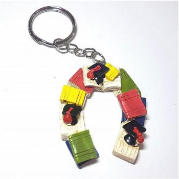 Set 12pz Bomboniere Ceramica Portachiave Ferro di Cavallo Laurea con Cappello e Libro Fortunato