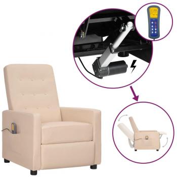 Sillón elevable de masaje en tela crema