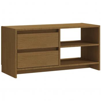 Mueble para TV de madera maciza pino marrón miel 80x31x39 cm - Día y Noche
