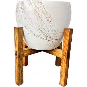 Vaso Decorativo con Effetto Marmo Oro e 4 Piedi - 15 Cm