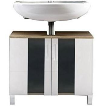 Lavabo Melamina Blanca con Armario de Roble Claro Payne