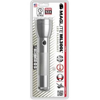 Maglite ML300L 3rd Generation 2-Cell D LED Flashlight, Blister Packaging, Silver