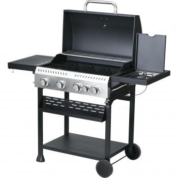 Outsunny Black Galvanised Steel BBQ Grill Trolley