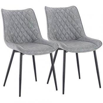 Woltu - Set 2 Sedie da Pranzo senza Braccioli in Legno e Ecopelle Vari Colori Grigio