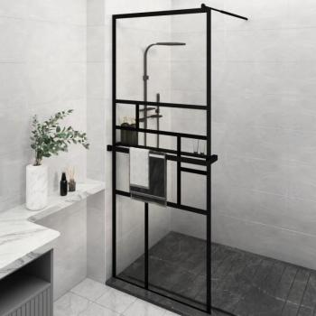 VidaXL Duschwand mit Ablage für Walk-In-Dusche Schwarz 80x195 cm ESG