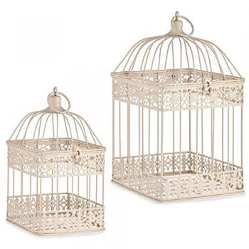Set de Jaulas Cuadradas Metal Crema 18x35,5x18 cm (2 unidades)