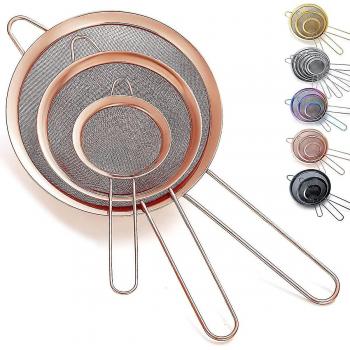 Set de tamices de cocina de 3 piezas en oro rosa y cobre