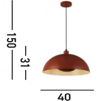Luz Colgante Mars Naranja Quemado 40cm Metal