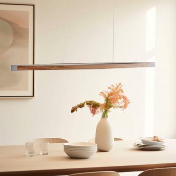 ROTHFELS - Kiera led sospensione rovere/nichel 118cm - legno chiaro, nichel satinato, cromo