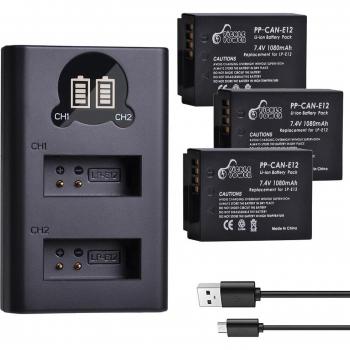 LP-E12 Battery Pack with Dual USB Charger for Canon EOS M Series
