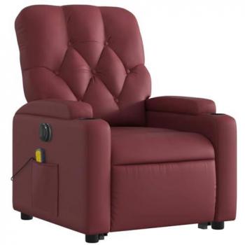 Sillón masaje eléctrico elevable rojo tinto