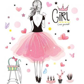 DIY Cartoon Girl Mural Decals for Baby Bedroom