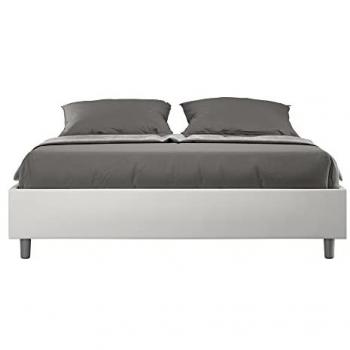 Letto matrimoniale senza rete imbottito 160x200 similpelle bianco Azelia