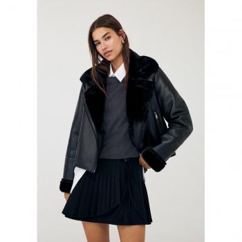Giacca Biker Effetto Pelle Nero S