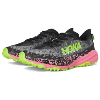 HOKA Men's Speedgoat 6 Trail Running Shoes Black/Neon Rose 7.5