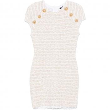 Balmain Women's Short Tweed Dress – Classic White