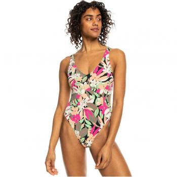 Roxy Beach Classics Printed Einteiler Damen Badeanzug orange/grün/rosa - M