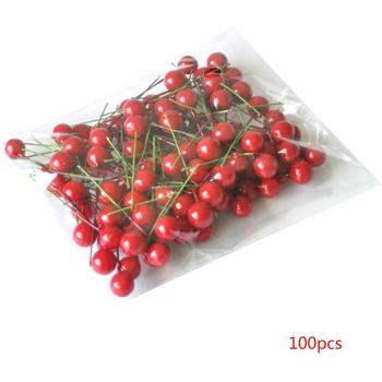 100pcs Foam Red Berry Christmas Craft Supplies
