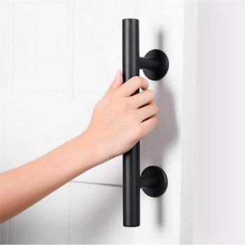 Manilla de puerta negra con mango de madera 12