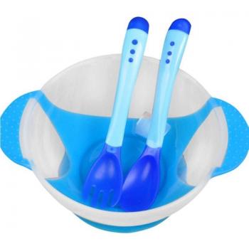 Bol d'apprentissage pour bébé avec cuillère et fourchette