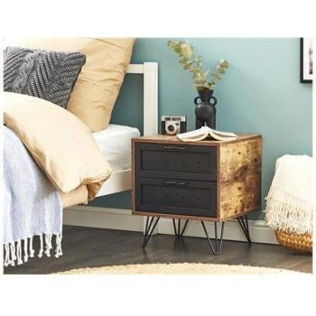 Modern 2-Drawer Bedside Table in Dark Wood