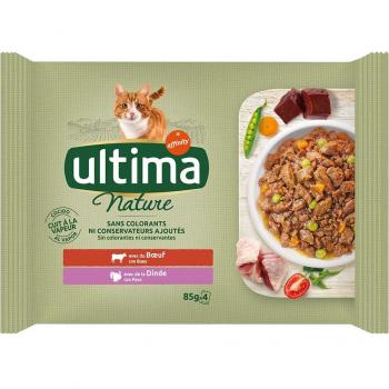 Ultima Nature - Comida húmeda para gatos adultos Ultima Nature buey y pavo 4 x 85 g