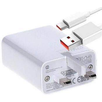 Adaptateur Xiaomi Mi Turbo 67 W officiel UK, câble 6 A blanc