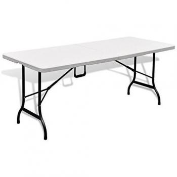 White Steel Frame Garden Table with HDPE Top – VidaXL