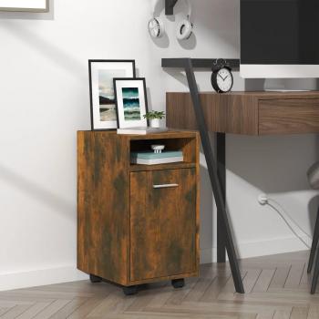 VIDAXL Mobiletto con Ruote Rovere Fumo 33x38x60 cm Legno Multistrato