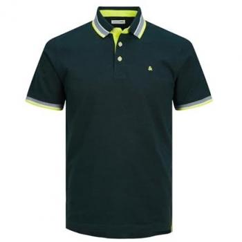 Polo Hombre Jack & Jones Paulos Plus Size 8XL Teal Profundo con Detalle Neon