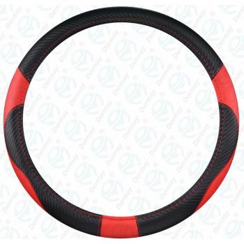 DERMAY Microfiber Leather and Carbon Fiber Steering Wheel Cover 34cm for Peugeot 208 308 508