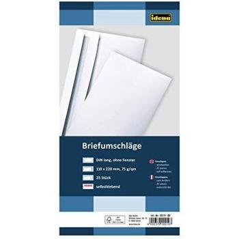 Idena 10219 - Briefumschläge DIN lang, 75 g/m², selbstklebend 25 Stk. NEU